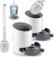 Toilet Brush and Holder Set 2 Pack, Domi-patrol Toilet Bowl Brush and Holder White, Hard Bristles Toilet Cleaning Brushes for Bathroom with Holder, Anti Rust Handle Toilet Scrubber Wall Mounted