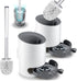 Toilet Brush and Holder Set 2 Pack, Domi-patrol Toilet Bowl Brush and Holder White, Hard Bristles Toilet Cleaning Brushes for Bathroom with Holder, Anti Rust Handle Toilet Scrubber Wall Mounted