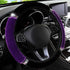 ZHOL Plush Softy Steering Wheel Cover with Bling Bling Crystal Rhinestone, Universal 15 Inch Fluffy Steering Wheel Cover for Women Girls, Anti-Slip, Winter Warm, Black&Purple