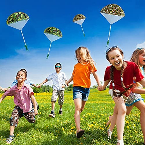 Army Camo Parachute Toys for Kids - Hand Throwing Kids Outdoor Games Toys ?Army Men Action Figures Tangle Free Throwing Toy Parachute Outside Toys Gifts for Kids Ages 3-16 (8 pcs-Pack)