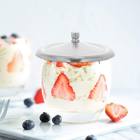 Cabilock 5pcs Coffee Mug Seal Cap Stainless Steel Water Beverage Drinking Cup Lid Cover with Handle Anti Dust Hot Tea Cup Cover for Home Shop