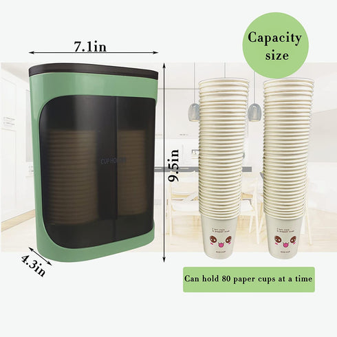 Kimsmap Cup Dispenser, Pull Type Water Cooler Cup Holder Fit 3oz - 6oz Small Cup, Wall Mount Disposable Cup Dispenser for Bathroom Home Office Gym Green