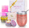 Birthday Gifts for Women Relaxing Spa Gift Box Basket For Her Mom Sister Best Friend Unique Gifts Bath Set Gift Ideas Insulated Wine Tumbler Scented Candle Handmade Soap