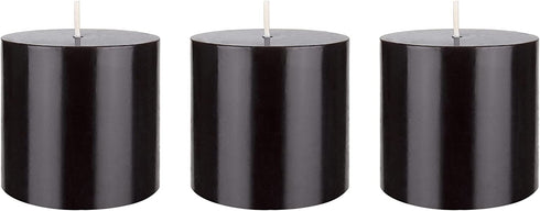 Mega Candles 3 pc Unscented Black Round Pillar Candle, Hand Poured Premium Wax Candles 3 Inch x 3 Inch, Home Décor, Wedding Receptions, Baby Showers, Birthdays, Celebrations, Party Favors & More