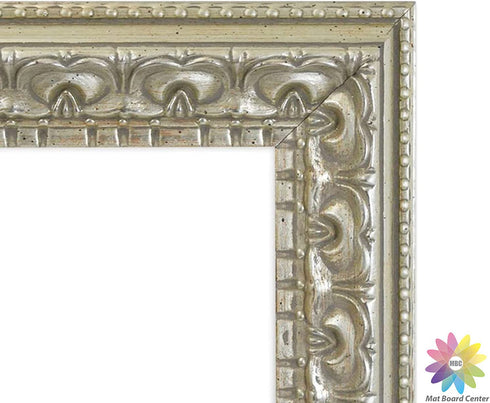 MBC MAT BOARD CENTER,11x14 Ornate Picture Frame, Silver Beige Color,Matted to 8x10 - White Mat - Tempered Glass