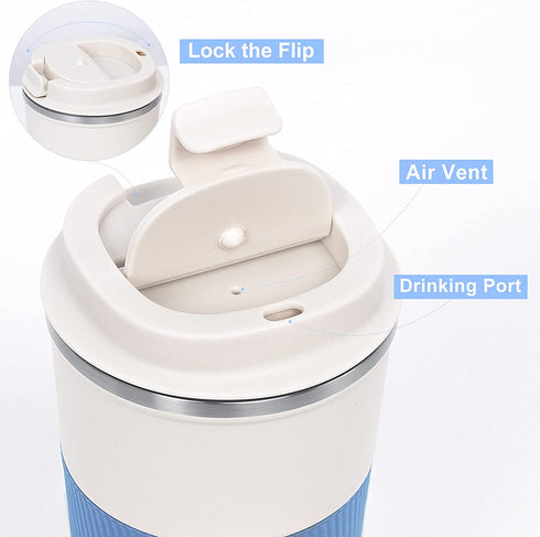 Tumbler Coffee Mug With Lid, 17oz Stainless Steel Coffee Travel Mug, Double Walled Vacuum Insulated Cup Leak Proof, Hot Drink and Iced Coffee Tumbler (Blue)