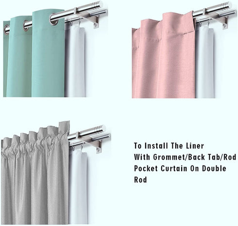 Melodieux Thermal Insulated Blackout Curtain Liner for 63 Inch Length Curtains, Off White/Black, 50 by 58 Inch, 1 Panel, Rings Included
