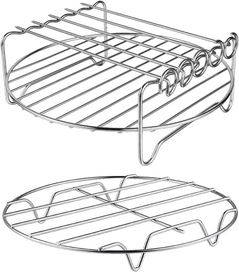 MFTEK XL Air Fryer Accessories-Air Fryer Rack Set of 2, Multi-purpose Double Layer Rack with Skewer, Compatible with XL Power Airfryer Philips