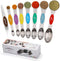 Sunnyac Measuring Spoons with Strong Magnets, Set of 8 Stainless Steel Measuring Spoons with Leveler, Double-Ended Metal Teaspoon and Tablespoon for Dry and Liquid Ingredients (Multi-colored)