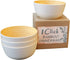 1 Click Bamboo Bowls, Set of 4, Bamboo Fiber Dinnerware Set, Reusable, Dishwasher Safe, for Salad, Soup, Cereal, Pasta, Fruit etc. Good for Party, Home Use, Outdoor (Wood Grain)