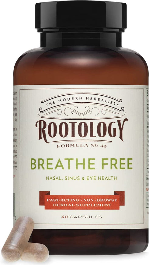 Rootology Breathe Free - Natural Nasal & Sinus Relief - Fast-Acting, Non-Drowsy - 40 Capsules