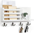 Lwenki Key & Mail Holder for Wall - Rustic Natural Paulownia Wood, 4 Double-Hook Hangers - Wall Mounted Organizer for Decor, Bags, Accessories - Hardware & Manual Included (White)