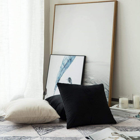 MIULEE Pack of 2 Velvet Pillow Covers Decorative Square Pillowcase Soft Solid Black Cushion Case for Sofa Bedroom Car 22 x 22 Inch 55 x 55 cm