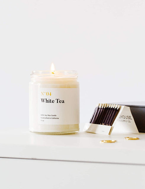 Mia's Co White Tea Scented Candle, Handmade with Natural Soy Wax and Cotton Wicks, 7.5 oz Minimalist Candle for Home, Long Lasting Burning for Stress Relief, Candle Gift for Women