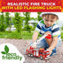 Toysery Fire Truck Toy with 3D Flashing Lights, Siren and Fire Fighter Sounds Effects. Extendable Rotating Rescue Ladder for Boys & Girls 3 -7+ Years Old