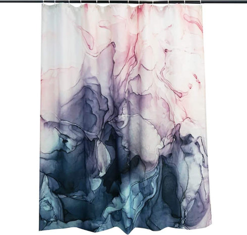 YoKii Extra Long Fabric Shower Curtain, 78-Inch Abstract Pastel Blush and Blue Ombre Ink Art Painting Bathroom Shower Curtain Sets, Heavy Weighted Bath Curtains Bathroom Art Decor (72 x 78, Blush)
