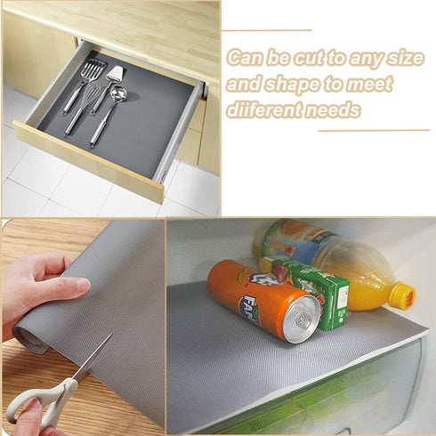 Bloss Shelf Liner, Non Adhesive Kitchen Cabinet Liners, Washable Refrigerator Liners with Waterproof Fridge Liner Drawer Mat for Cupboard, Pantry Shelves, Bathroom - Grey,12x177 Inch