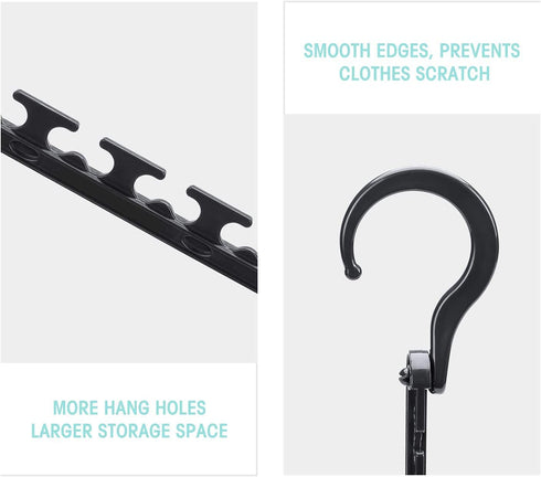 Smartor 20-Pack Space Saving Hangers, Cascading Wonder Magic Hangers, Closet Organizers and Storage, Clothes Organizer, Space Saver Closet Organization Hangers, Black