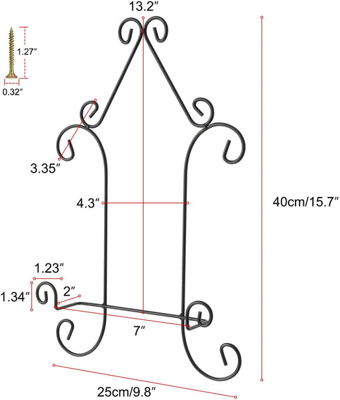 CUKE2BEET 3 Pack 16 inch Wall Mount Plate Display Hanger, Large Wall Easel Holder Vertical Plate Stand Holders, Wall Display Picture Frame Stand for Decorative Plates, Arts