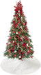 EHEYCIGA Fleece Christmas Tree Skirt White 48 inches with Silver Snowflakes and Stars Stamped Silver, Christmas Tree Blanket for Xmas Tree, Holiday Christmas Tree Decorations
