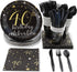 40th Birthday Party Bundle, Includes Plates, Napkins, Cups, and Cutlery (24 Guests,144 Pieces)