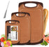 Plastic Cutting Boards Set,3 Piece Kitchen Chopping Boards Household Professional Cutting Boards with Anti-slip Feet Juice Groove Grip Handle,BPA Free Easy Cleaning Dishwasher Safe (Set of 3,Brown)