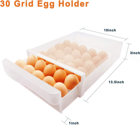 NEWFORCE 30 Grid Single Layer Egg Holder for Refrigerator, BPA Free Egg Storage Container for Fridge, Household Egg Organizer Storage Box for Kitchen & Farm