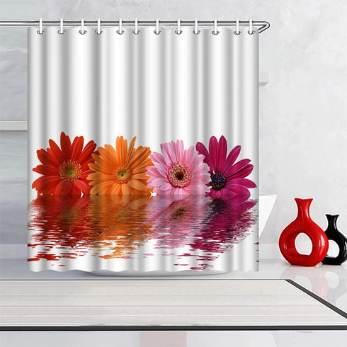 ArtBones Daisy Flower Shower Curtain Spring Floral Bath Curtain 72x72 Inch with Hooks Waterproof Polyester Fabric Colorful