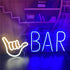 QiaoFei Hand Shape Finger Neon Sign Lights Hanging Decorative Neon Light USB or Battery Operated for Home Bedroom Bar Restaurant Christmas Birthday Party Gift LED Art Wall Decoration Light-White
