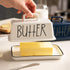 SWEEJAR Ceramic Butter Dish with Handle Lid, 7.3 Inch Porcelain Large Butter Keeper with Cover, Perfect for East/West Butter (White)