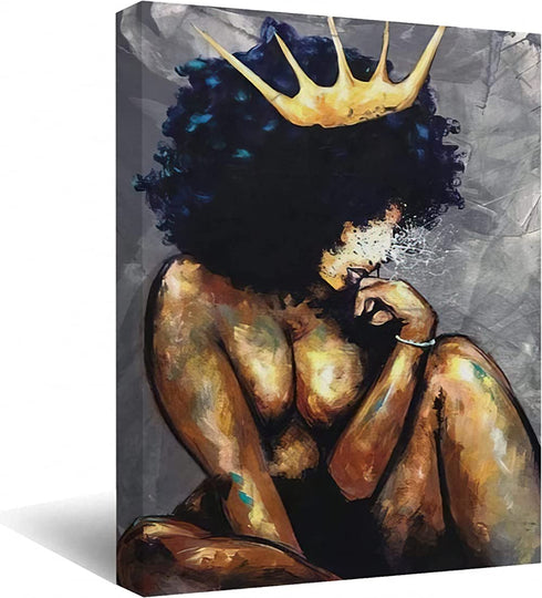 Black Queen Wall Art Africa America Wall Art Black Girl Canvas Wall Art Dector Pictures African Art Bedroom Wall Decorations Black Queen Artworks For Living Room No Frame 16x24 Inch