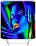Fangkun Shower Curtain Art Bathroom Blue Decor Set - Polyester Fabric Cool Beautiful Girl with Fluorescent Lights Design Bath Curtains - 12pcs Shower Hooks - 72 x 72 inches