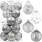80mm/3.15" Shatterproof Christmas Ball Ornaments,Clear Plastic Decorative Christmas Balls Hanging Xmas Tree Baubles Set with Stuffed Delicate Glittering Decorations(Silver)