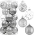 80mm/3.15" Shatterproof Christmas Ball Ornaments,Clear Plastic Decorative Christmas Balls Hanging Xmas Tree Baubles Set with Stuffed Delicate Glittering Decorations(Silver)
