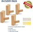 Wood Wall Hooks - Pack of 4 Decorative Wall Hooks for Hanging Coats - Perfect Backpack Hanger, Hat Hooks for Wall - Each Heavy Duty Wooden Wall Hook Holds 6lbs-33lbs (Beech, 4Pack)
