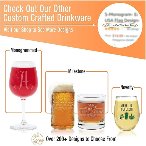 Monogram Beer Glasses for Men (A-Z) 16 oz - Beer Gifts for Men Brother Son Dad Neighbor - Unique Christmas Gifts for Him - Personalized Drinking Gift Beer Glass Mugs - Engraved Beer Can Glass ( S )