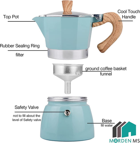 Stovetop Espresso Maker, 6 Espresso Cup Moka Pot - 10 oz Manual Cuban Coffee Percolator Machine Premium Aluminum Moka Italian Espresso Greca Coffee Maker Brewer Percolator