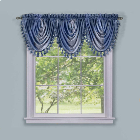 Achim Home Furnishings Ombre Tie up Shade Window Curtain, 50" x 63", Blue