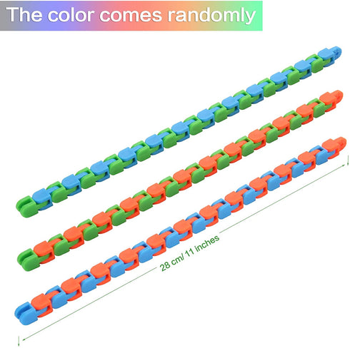 Yeetec 24 Pack 24 Links Wacky Tracks Snap and Click Fidget Toys, Finger Sensory Toys, Snake Puzzles for Stress Relief, Party Bag Fillers, Party Favours, Random Color