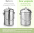 ENLOY Compost Bin, Stainless Steel Indoor Compost Bucket for Kitchen Countertop Odorless Compost Pail for Kitchen Food Waste with Carrying Handle 1.3 Gallon Easy to Clean