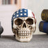 Mary Paxton Skeleton Skull Figurine,American Flag Hood USA Bandanna Human Skull Decor Skeleton Head Sculpture Statue Realistic Decorations Pirate Models Resin Bedroom Crafts Wacky Props Ornament