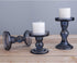 Lewondr Glass Candle Holders, 3 Pieces Crystal Clear Candlesticks with Elegant Design for Pillar Taper Candle and Tea Light, Home Table Living Room Wedding Party Decorations Home D©cor - Smoky Blue