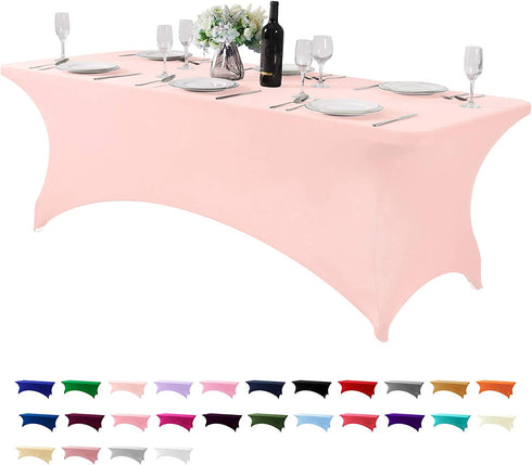 Hezuzo Spandex Table Cover for 8FT or 4ft or 6ft Table Universal Fitted Stretch Tablecloth for Party, Banquet, Wedding and Events
