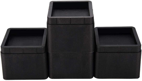 Joyclub Bed Risers 3 Inch Heavy Duty Stackable Furniture Risers for Sofa Table Couch Lift Height of 3 or 6 Inches (4 Pack Black)
