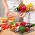 Auledio 2-Tier Square Countertop Fruit Vegetables Basket Bowl Storage With Banana Hanger, Black