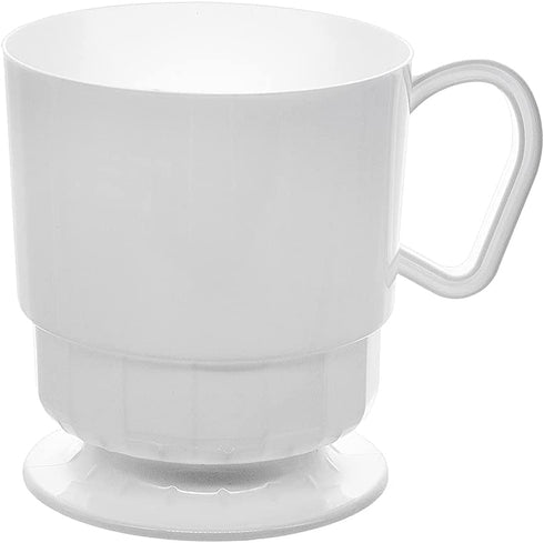 Party Essentials 8-Ounce Hard Plastic Coffee Cups, 10-Count, White
