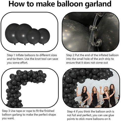 Mobacurty Black Party Balloons Garland Arch Kit, 100Pcs 12Inch and 5Inch Party Decoration Latex Matte Black Balloons for Wedding Graduation Baby shower Birthday Party Decorations Supplies
