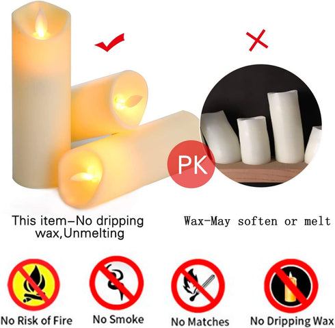 Aignis Flickering Flameless Candles with 10-Key Timer Remote, Exquisite Decor Battery Operated Candles Outdoor Heat Resistant with Realistic Moving Wick LED Flames (vory)