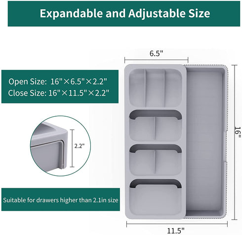 Silverware Flatware Organizer,Tray for Drawer, Kitchen Drawer Organizer,Expandable Tray for utensil,Cutlery,Forks, Spoons,Condiment Organizer Storage
