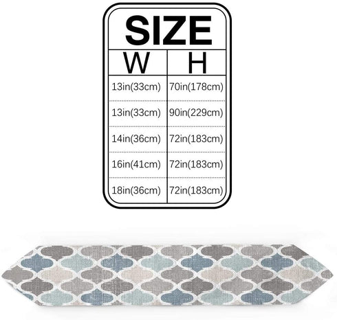 HELLOWINK 90Inch Burlap Table Runners for Dinning Room, Blue Gray, Cotton Linens Table Runner Table Cloth for Wedding Party Holiday Home Decor(Moroccan Plaid Geometric)